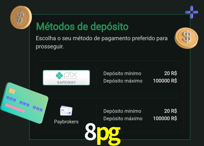 O cassino 8pg oferece uma grande variedade de métodos de pagamento